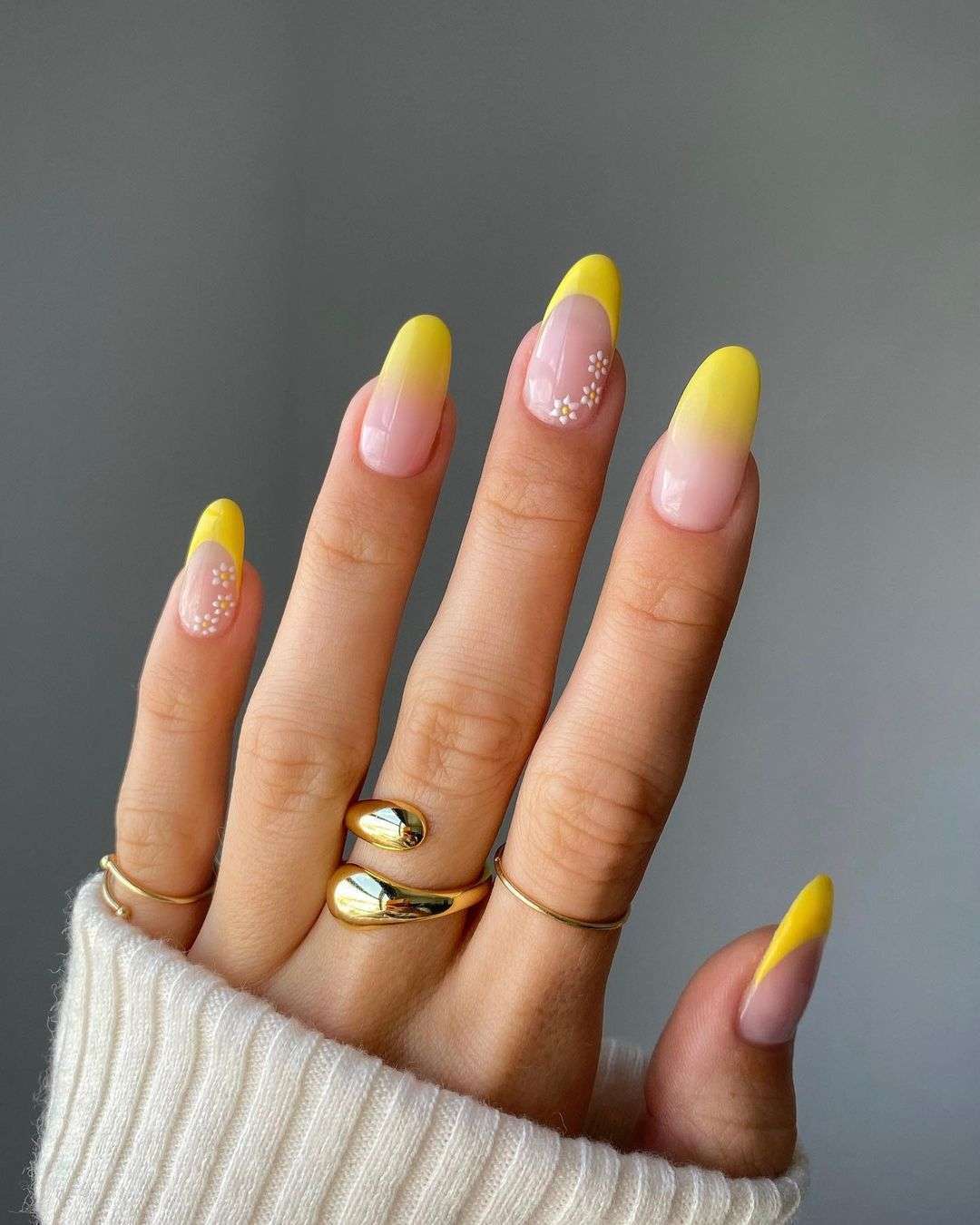 Yellow gradient French manicure for summer