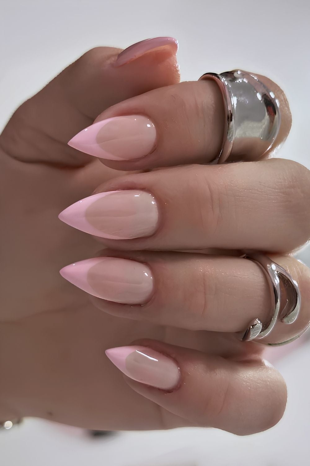 Colorful french tip nails with ombré french tip, short square acrylic nails, short tip, summer tip.