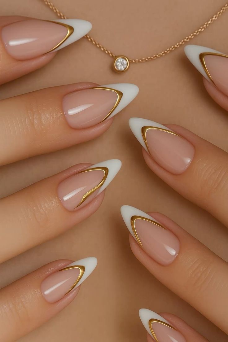 French almond nails design with classy nails, elegant almond nails, brown tip, leopard.