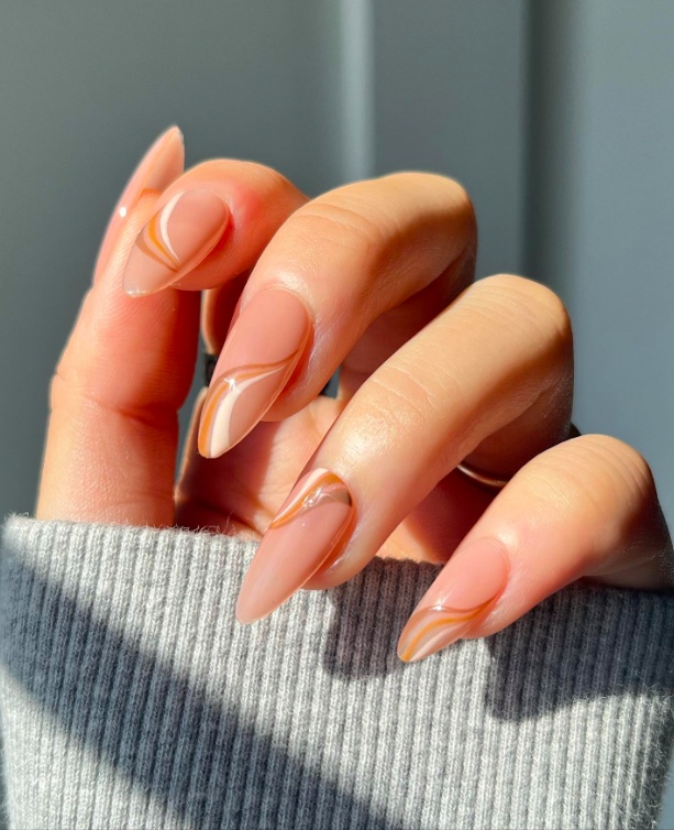 Nails november 2026 showcasing fall season nails with coffee brown nails design in almond shape