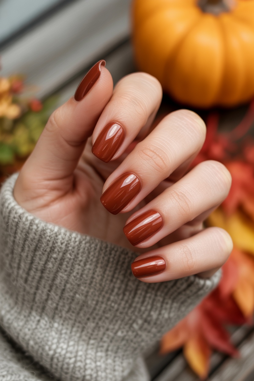 November nails ideas 2026 with fall holiday nails and brown fall nail inspo in square shape
