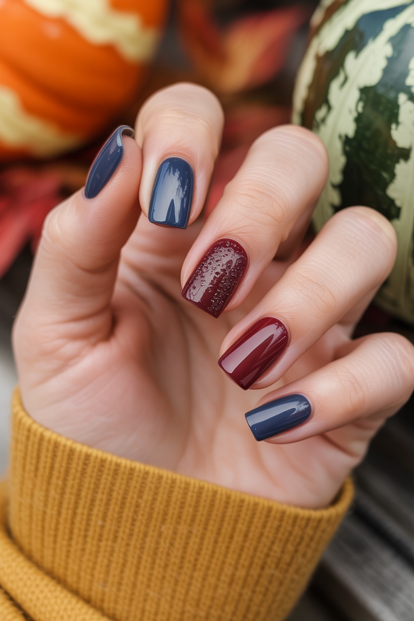 Halloween nails transitioning to classy christmas nails in gel