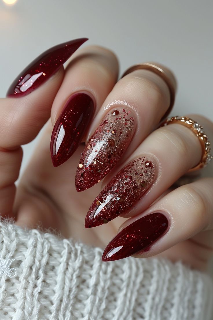 november nail designs, burgundy nails with design classy