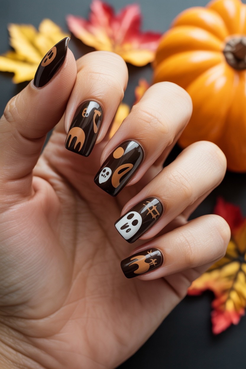 nails 2026 trends, burgundy halloween nails