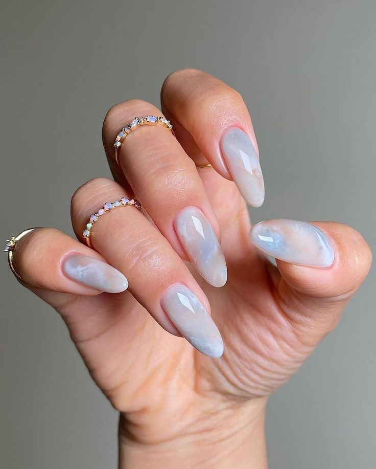 september nail ideas 2026, square, ethereal marble design