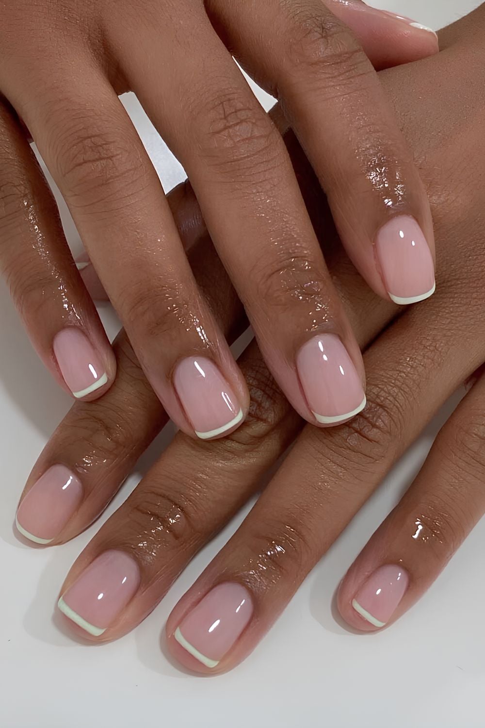 nail ideas for september, gel short, classic French