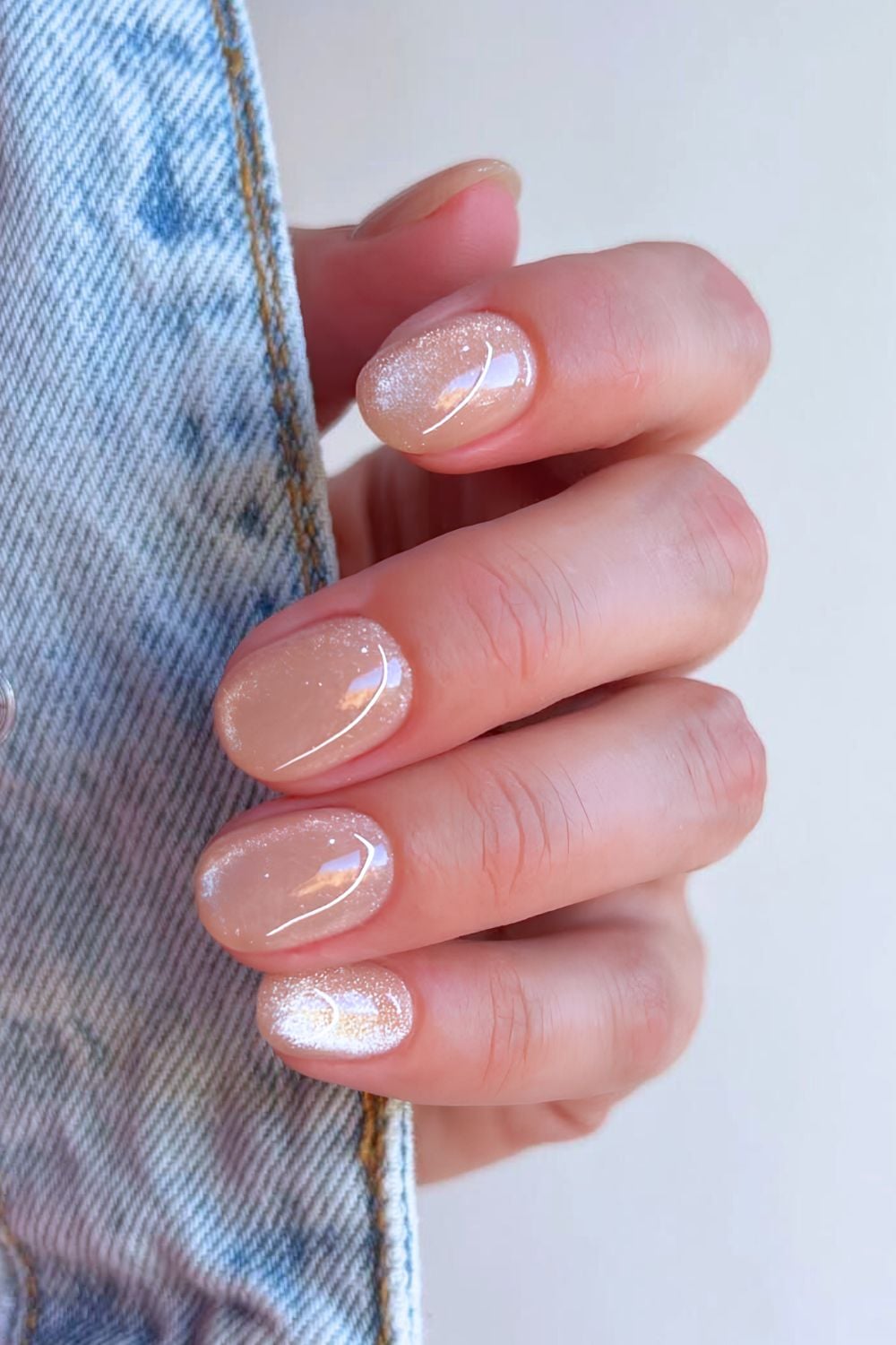 autumn square nail designs, glittering nude squares