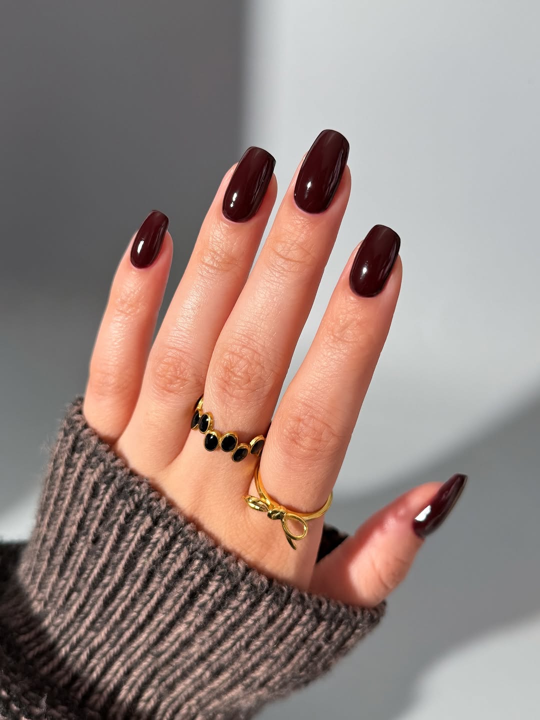 fall nails ideas autumn almond, deep maroon
