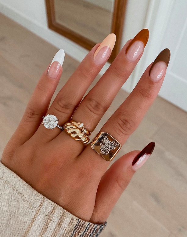 September nails almond, fall nail inspiration autumn, short