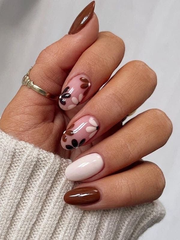 Early autumn nails, october nails square