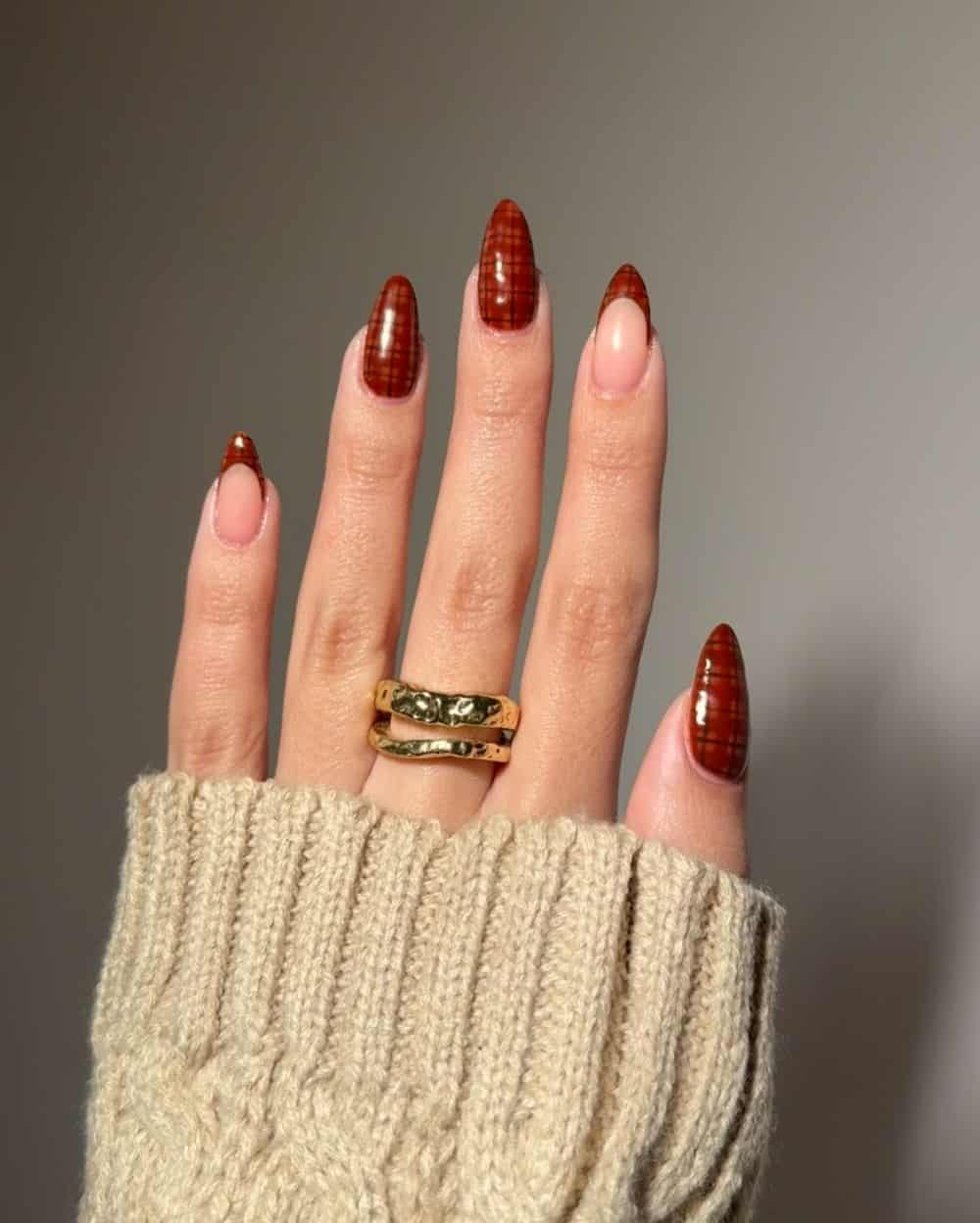 nails for thanksgiving fall, fall french nails ideas, square, classic sophistication.