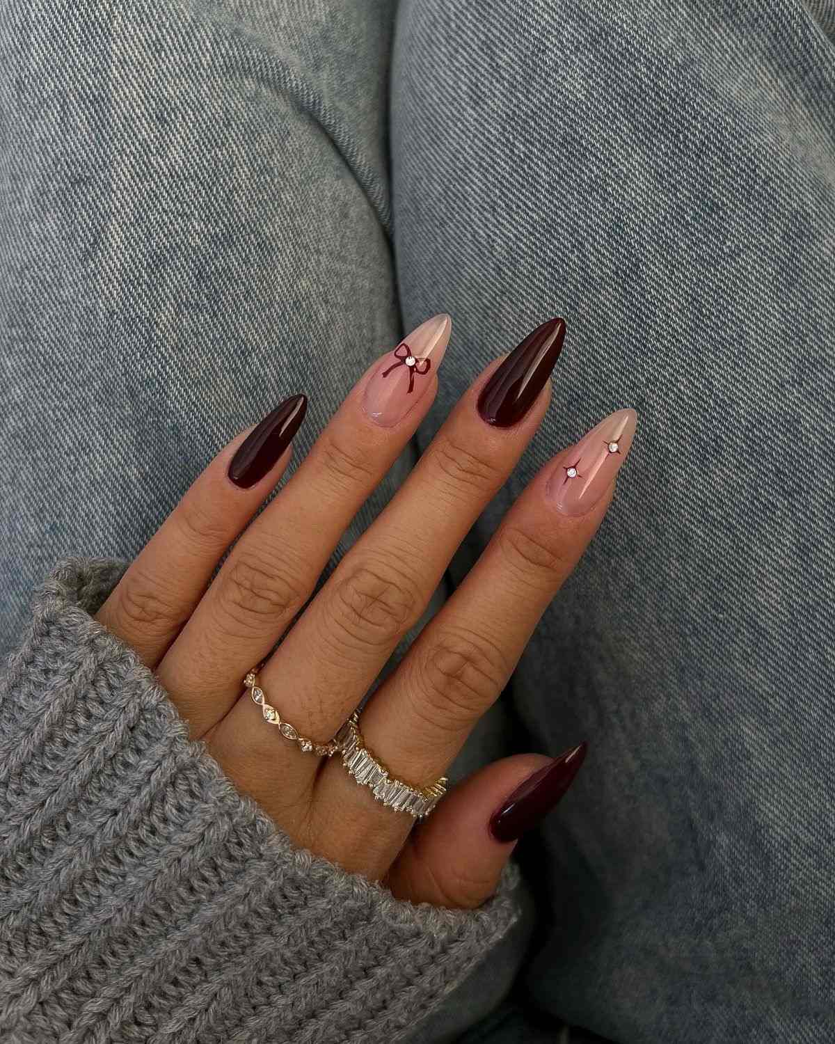 Fall almond nails ideas french tip, edgy fall nails, autumn tones