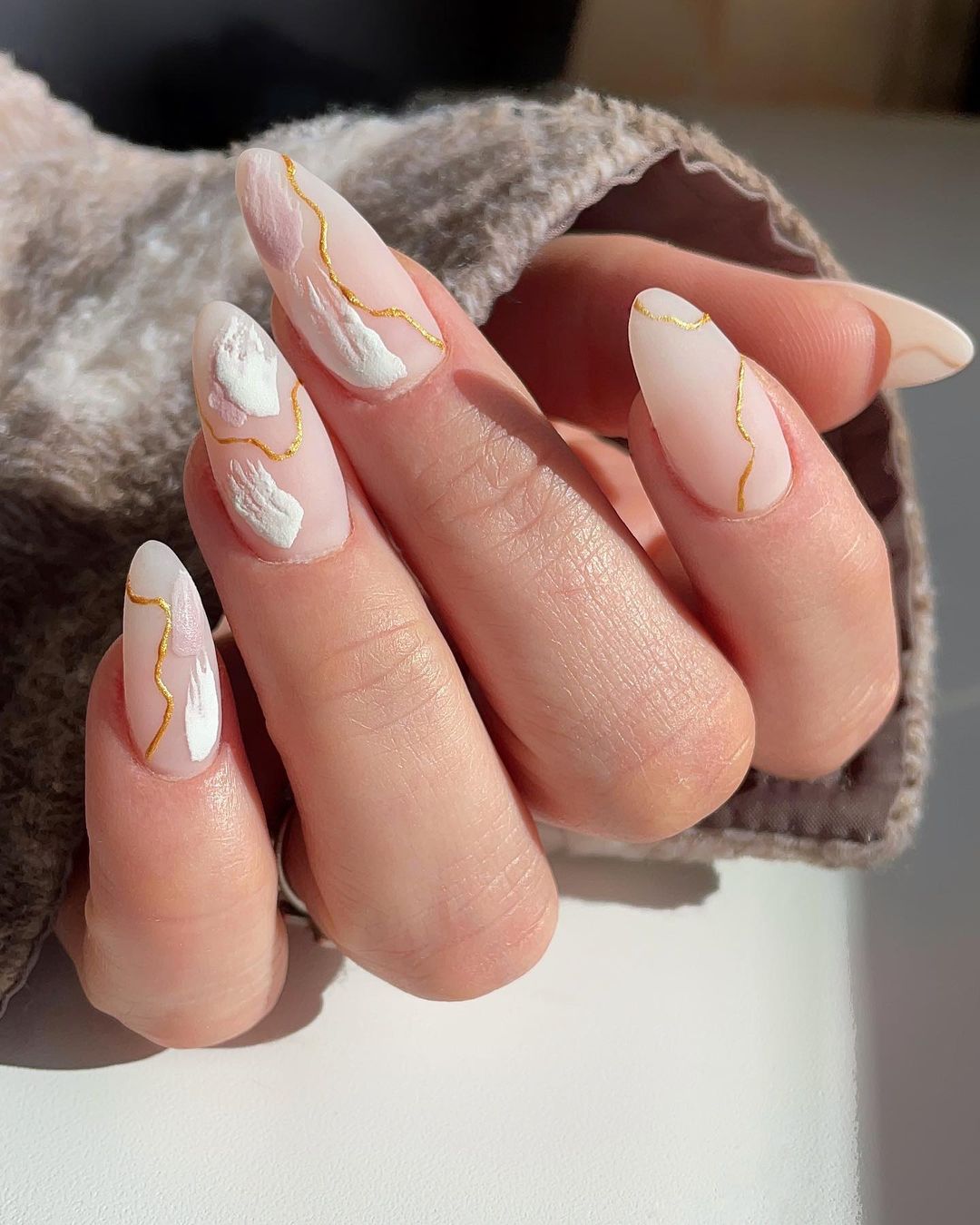 Fall almond nails ideas burgundy, nude nails, season's elegance