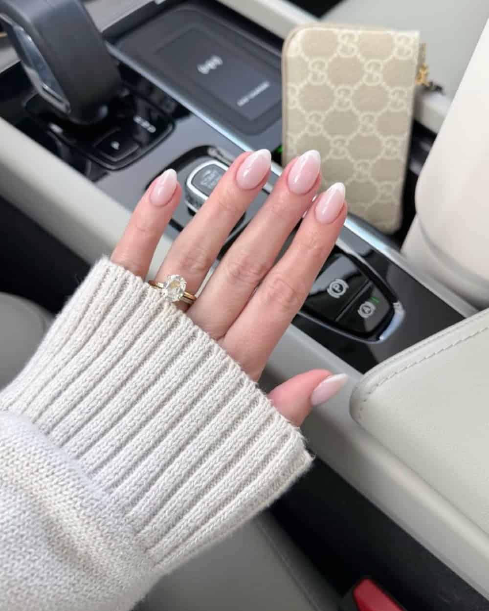 short almond nails designs with baby pink almond nails, chic nails almond in dark femme style with basic beachy vibes.