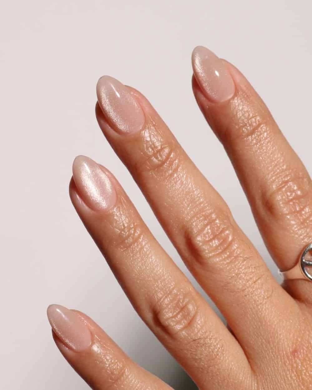 blue almond nails with pink french tip nails almond and almond nail sets in winter nails and ombre style.