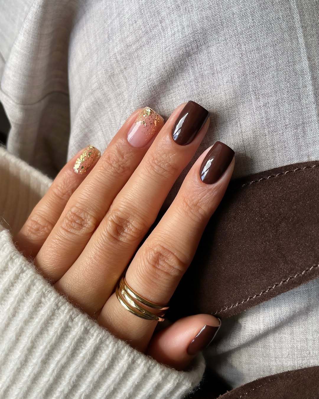 Autumn 3d nails with classy autumn nails, fall french nails ideas, french tips, gel short