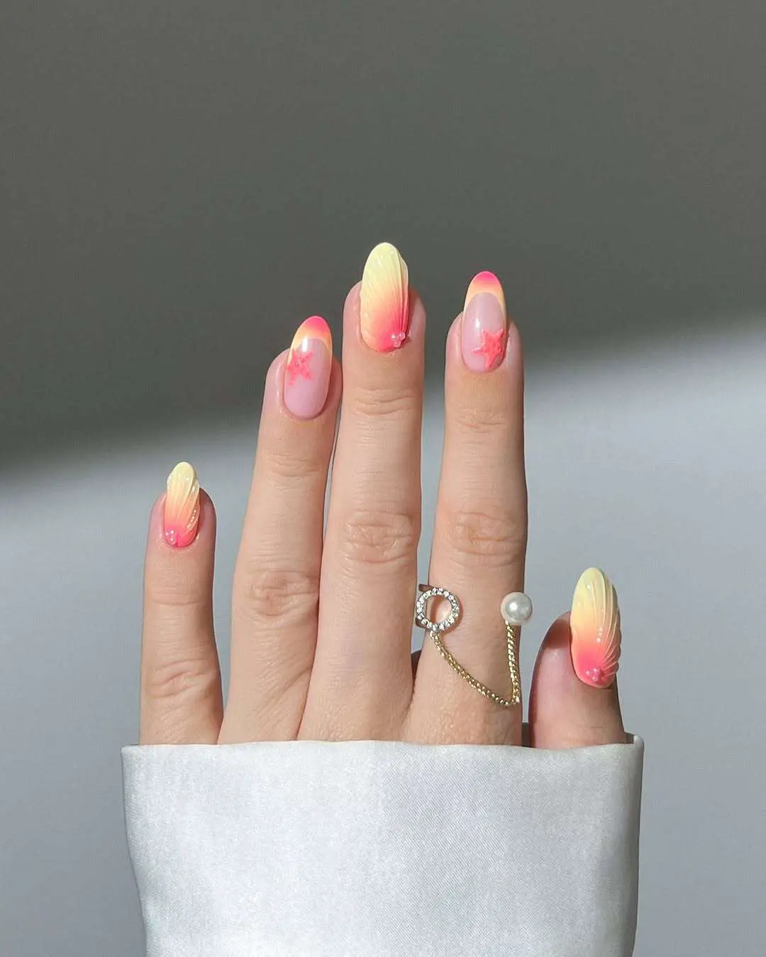 Pink and yellow ombré nails