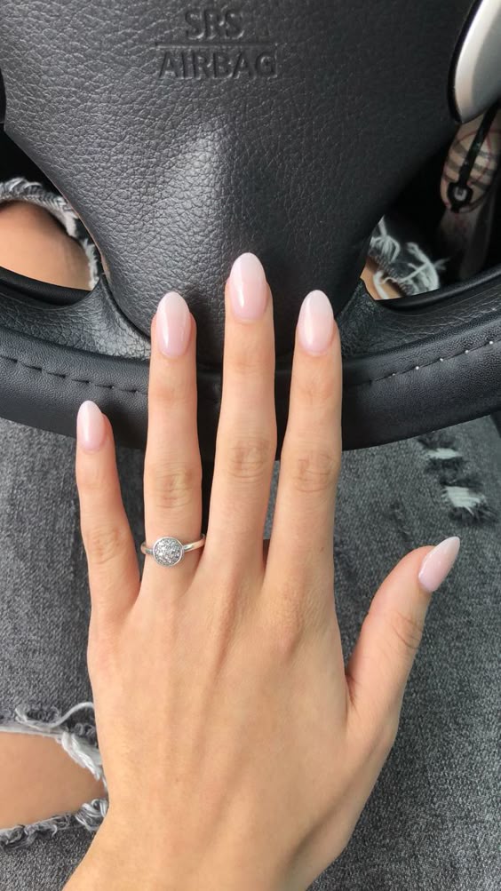 Soft pink nails with almond shape