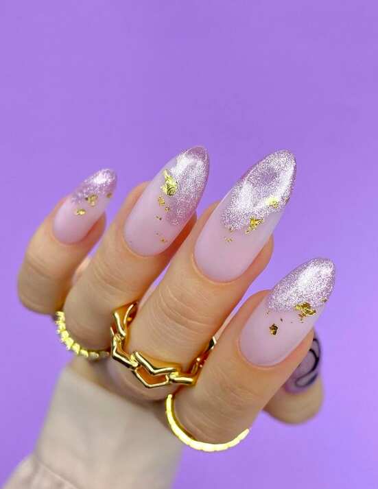 30th birthday nails, 25th birthday nails, nail inspo square, gold, 19th