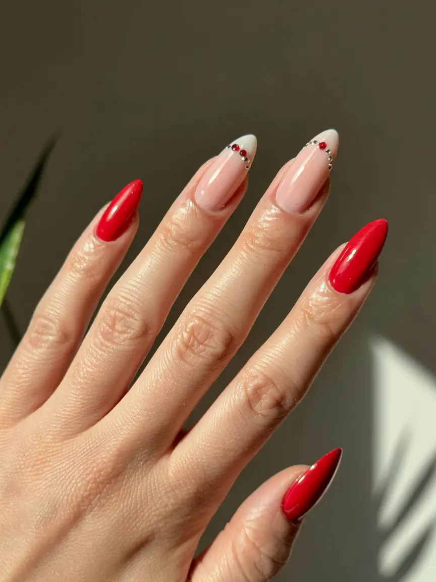 Fun birthday nails, red birthday nails acrylic, white nails, 18th, basic