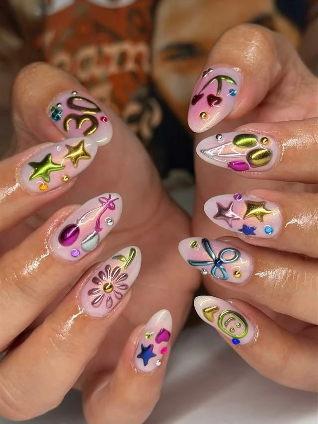 16th birthday nails, birthday nail set ideas, all gold nails, acrylic, aries