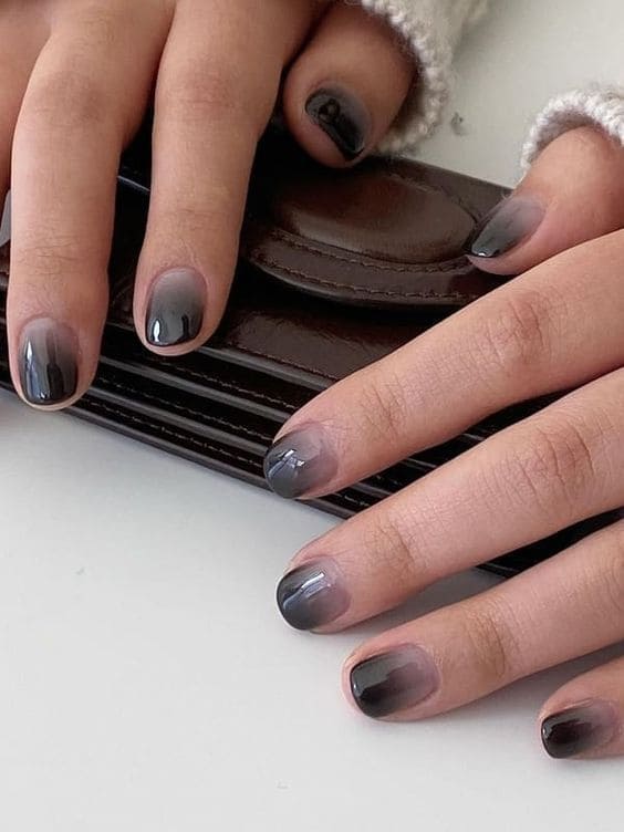 Playful black almond nails, black duck nails, square nail designs, nail inspo square, and white polka dot, hot pink and.