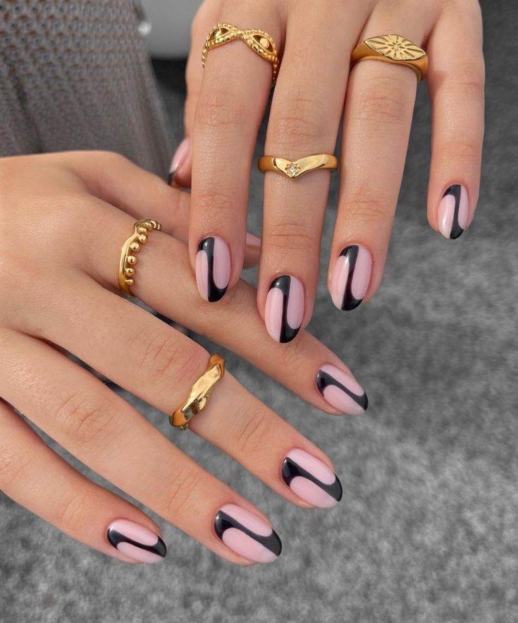 Enchanting black french nails, black aura nails, almond nails designs, black french tip nails coffin, and green, with chrome.