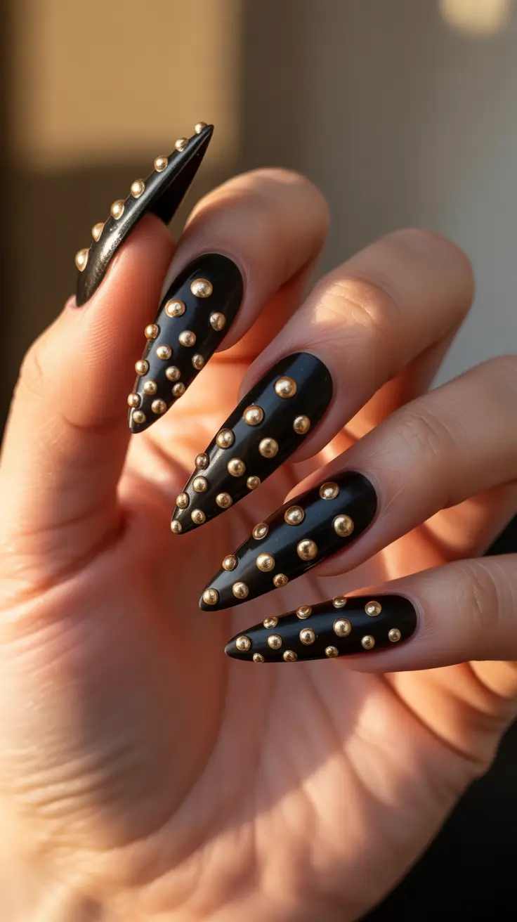 Witchy black tip nails, black bow nails, witchy nails, dark emerald green nails, short french tip, with charms.