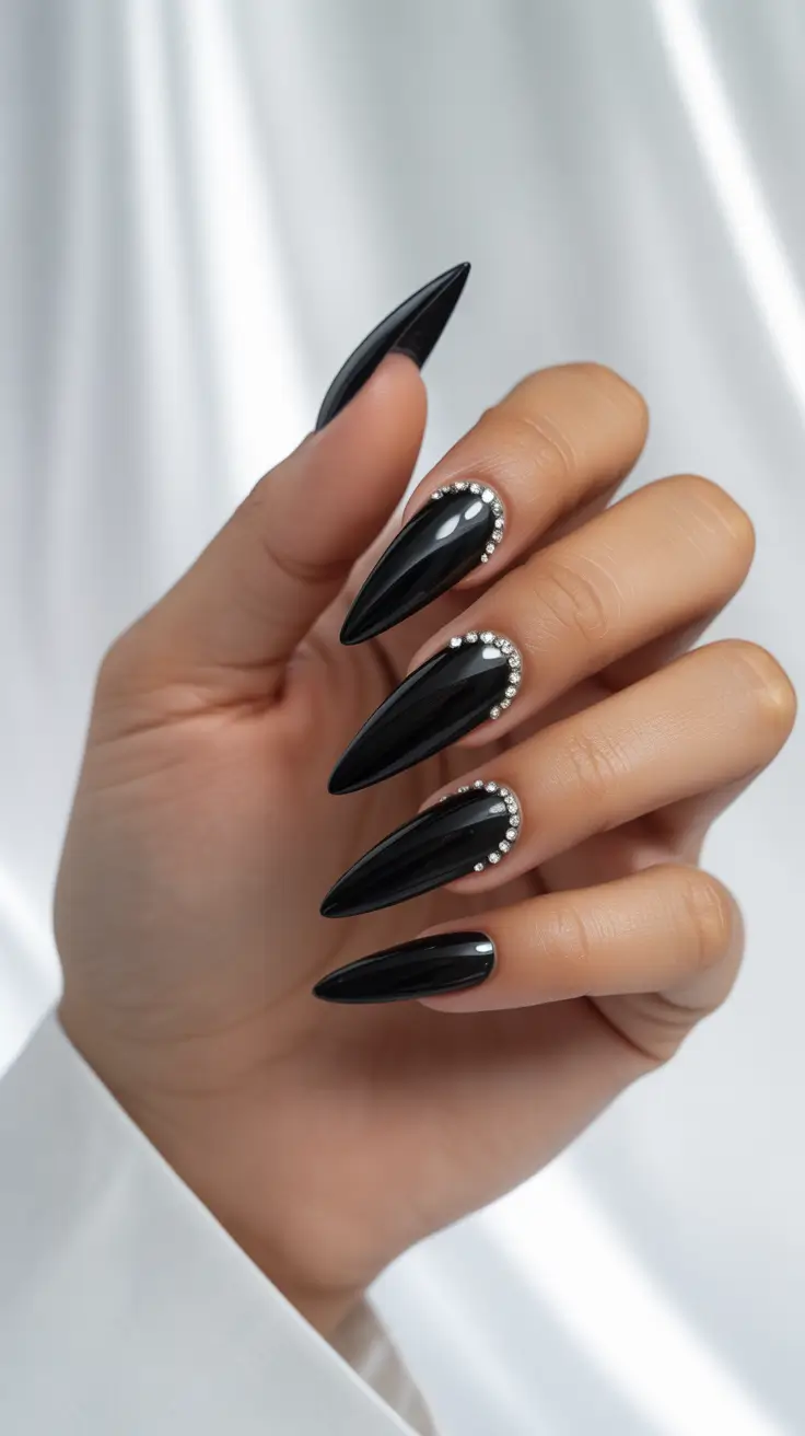 Chic black ombre nails, black and silver nails ideas, hot pink nails, and white, all.