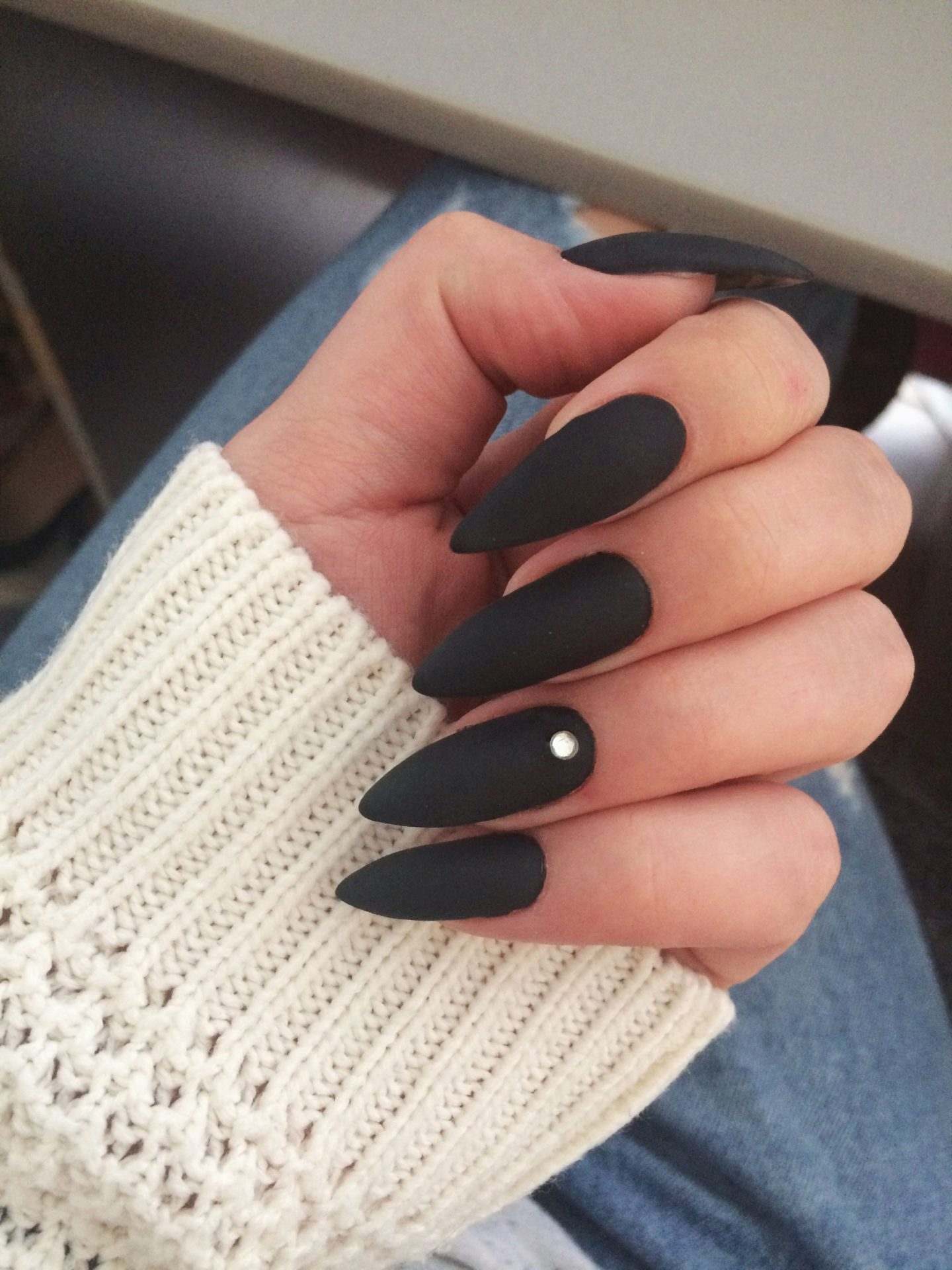 Bold black cateye nails, dark femme nails, black october nails, matte, dark purple and.