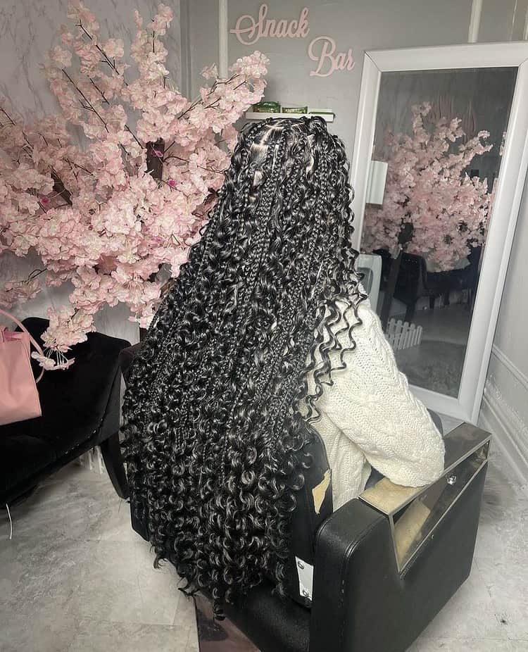 boho braids hairstyles, boho mermaid braids, quick braids, large knotless box braids with curls, xs knotless, big