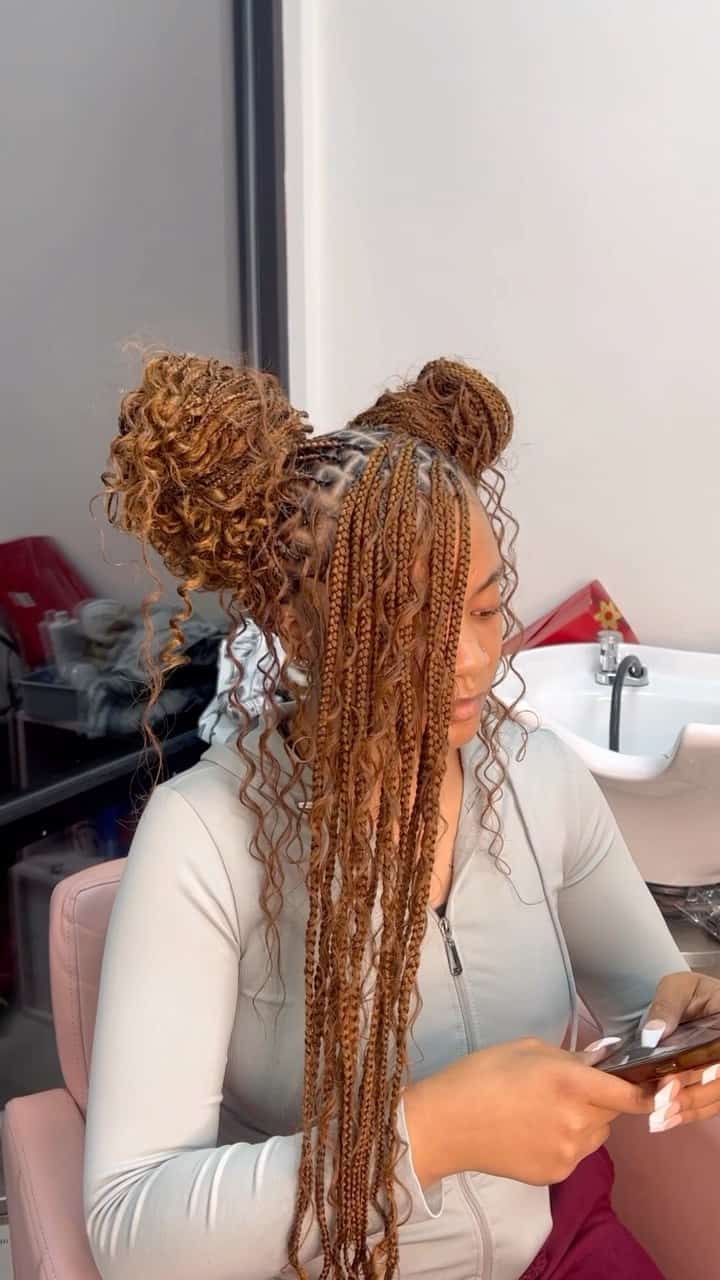 boho braids black women, straight boho braids, cute boho braids, boho braids with curls, jumbo knotless, flip over fulani