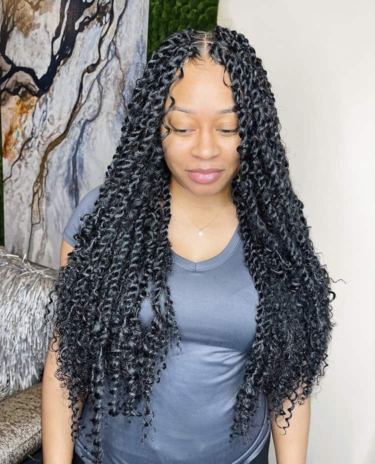 boho knotless braids bob, ways to style boho knotless braids, pick and drop braids, boho braids styling ideas, how to style, color 30 knotless