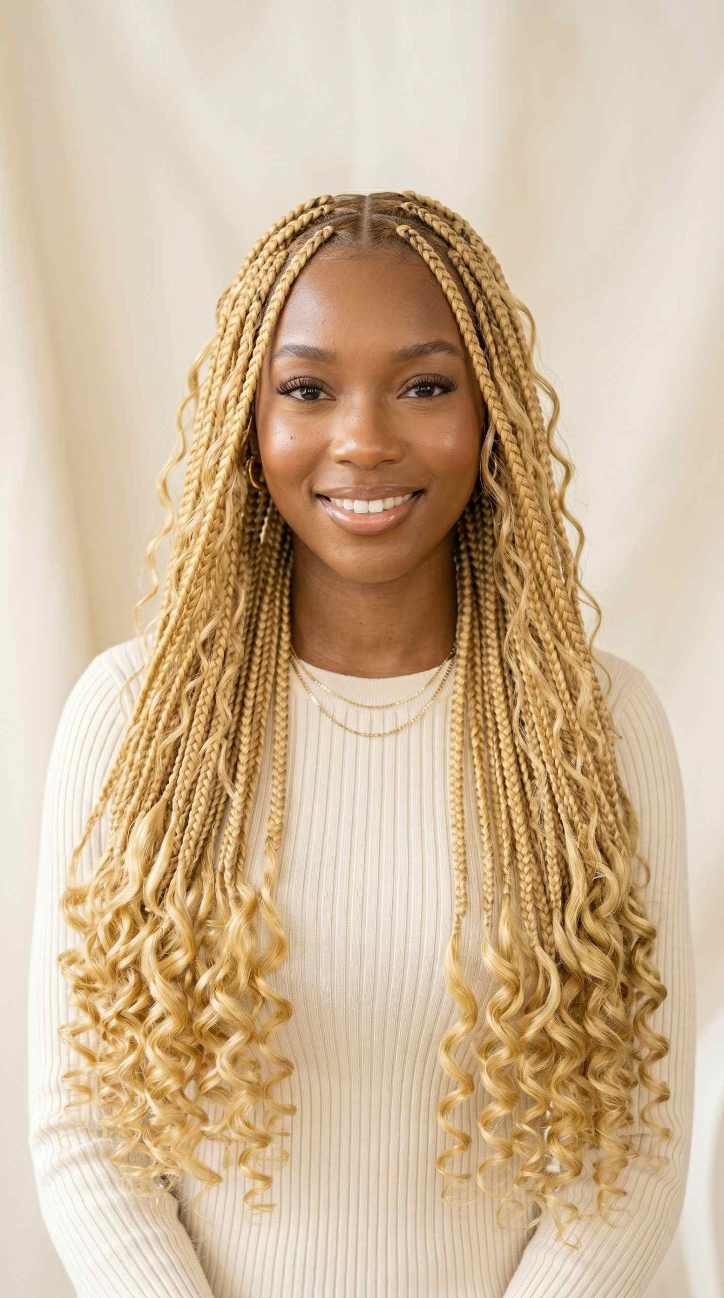 brown boho knotless braids, how to style boho knotless braids, knotless boho box braids, knotless bohemian box braids with color, 4 27 30