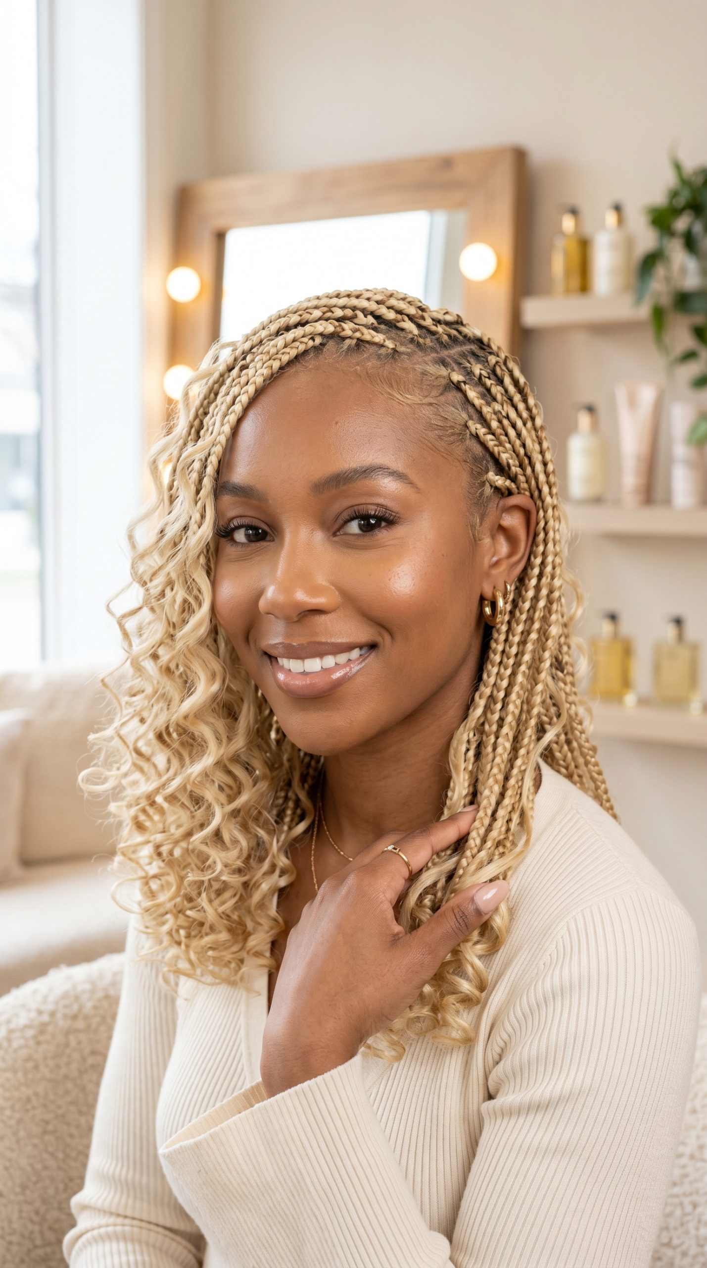 red boho knotless braids, blue boho braids, knotless box braids medium boho, hairstyles, stitch