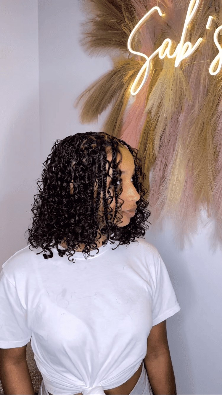 ginger boho knotless braids, boho bob knotless braids with color, fulani braids with knotless braids, bob, short fulani