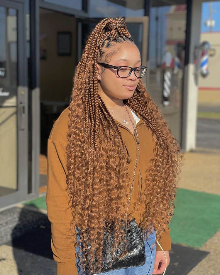 french boho braids, vacation braids, jumbo bohemian knotless braids, shoulder length, purple