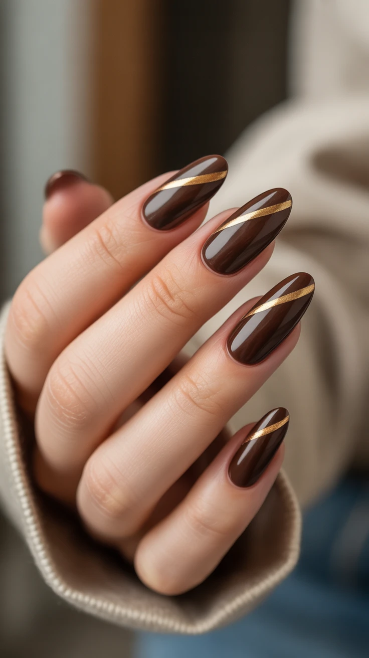 brown fall nails designs almond with fall french tips square
