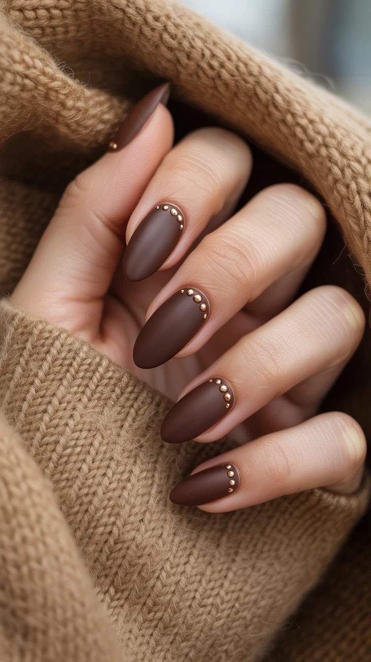 brown nails for fall with christmas nail inspo