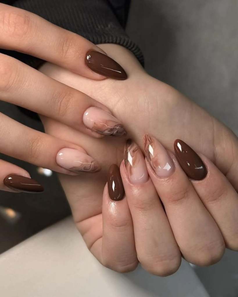 trendy brown nails with brown autumn nails