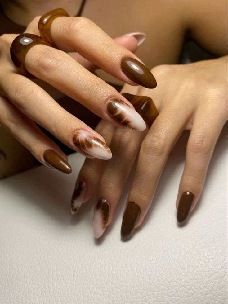 october nails with rustic orange nails