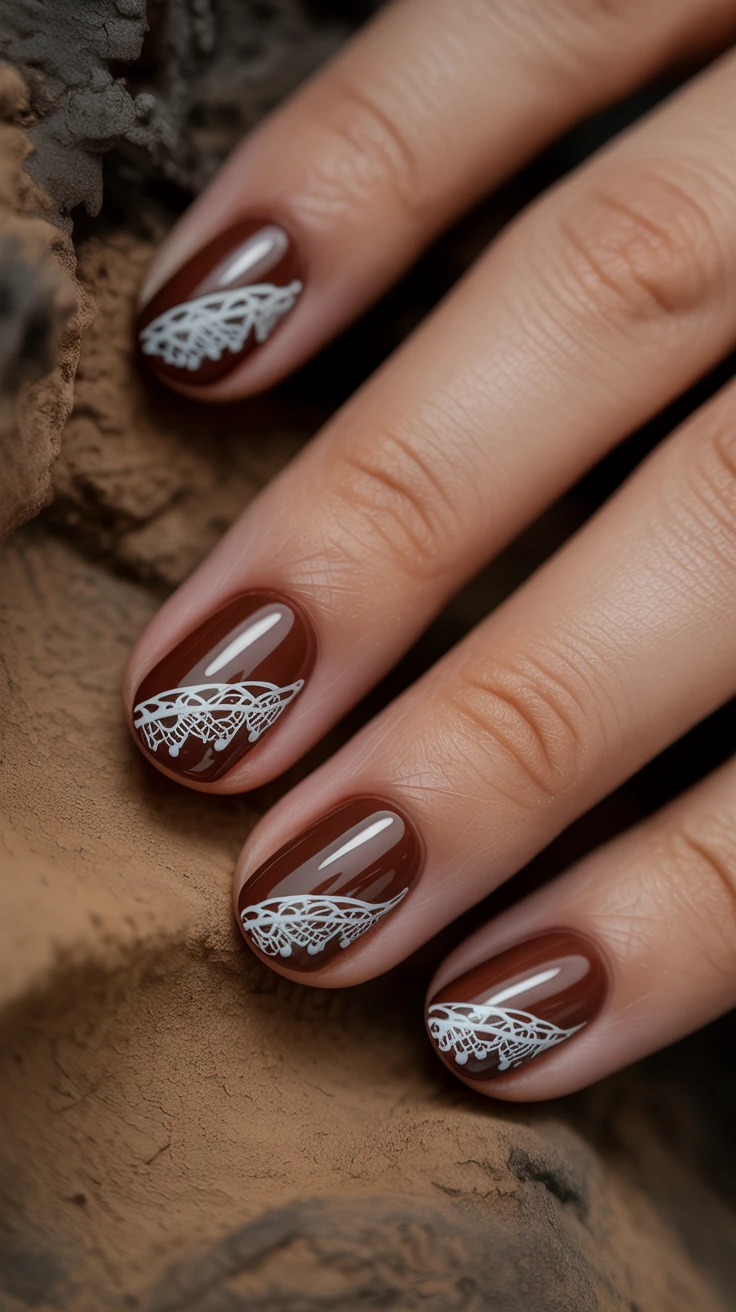 brown acrylic nails design with fall style nails