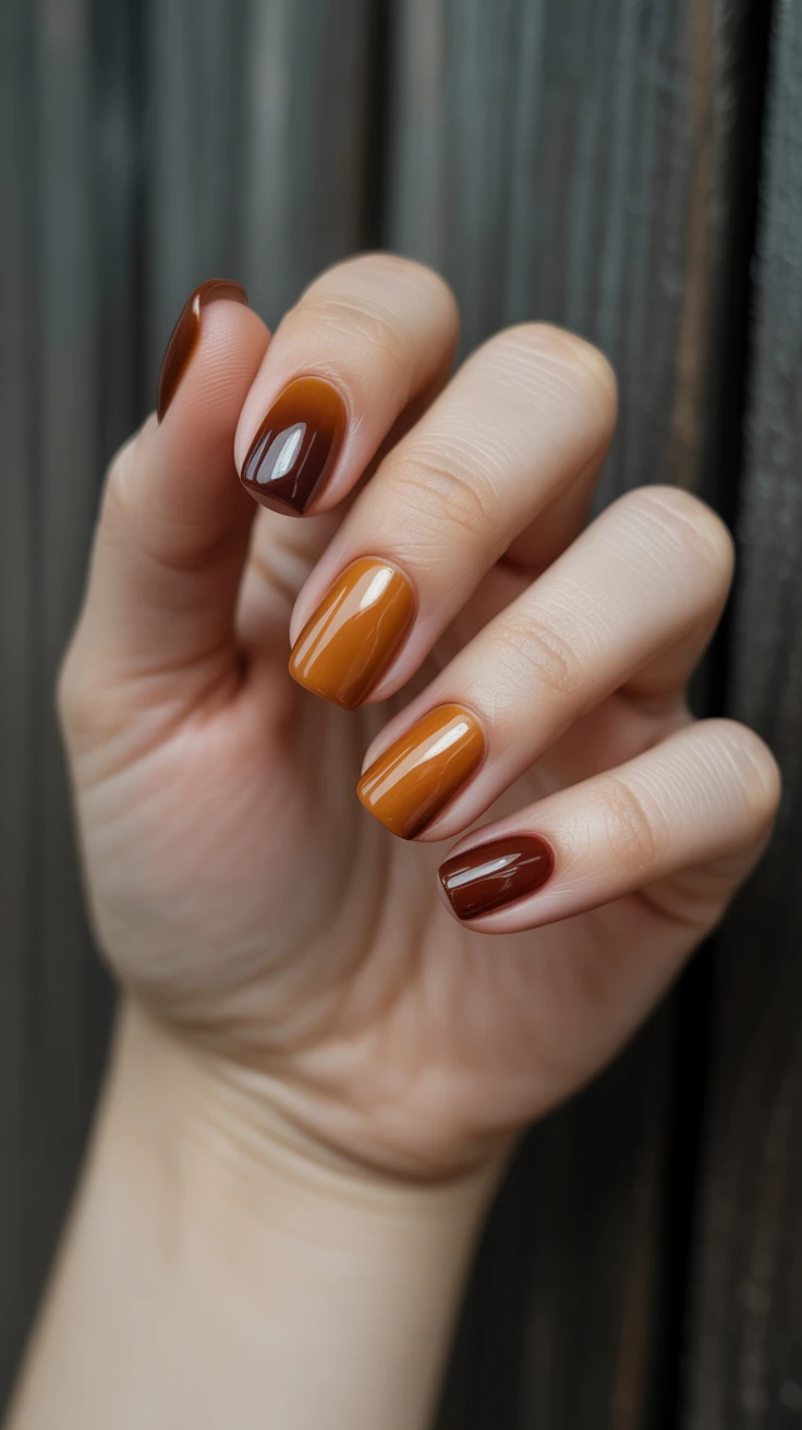 espresso brown nails with chrome finish