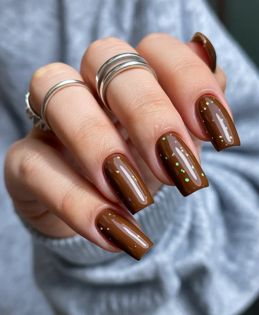 light brown nail ideas with chic design