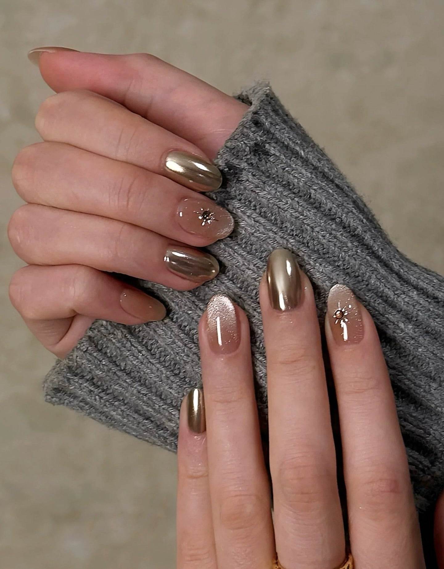 gold chrome nails, purple chrome nails design, milky white nails, green and gold nails, dark red