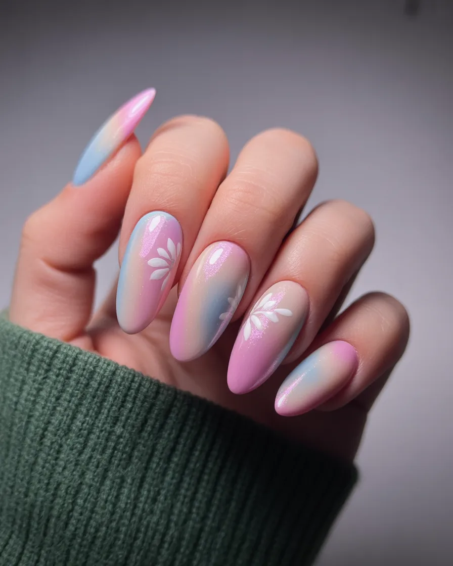 nude chrome nails, dark blue chrome nails, red glitter nails, pastel chrome nails, lilac