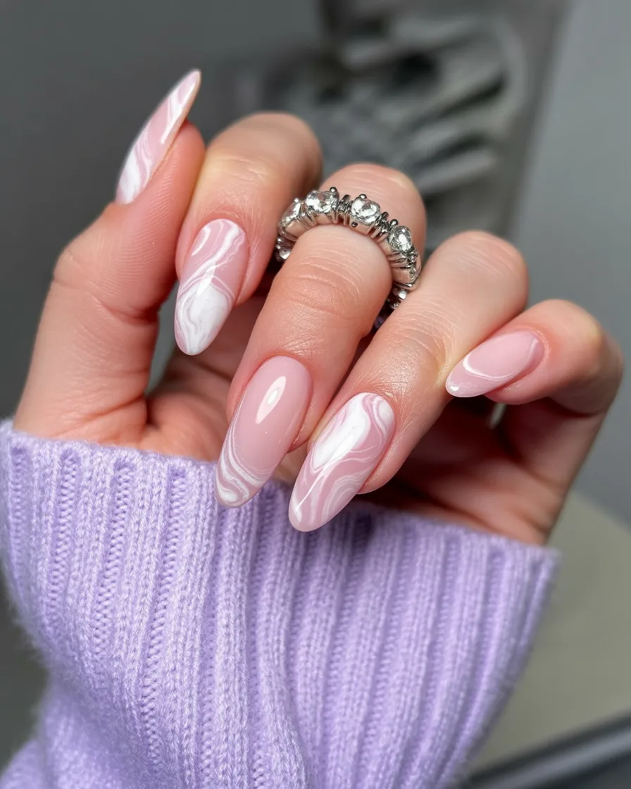 light blue chrome nails, pearl chrome french tip nails, dark femme nails, ombre, vanilla