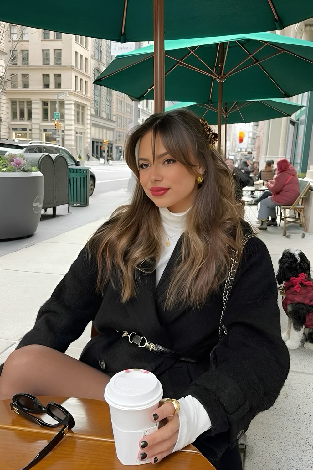 long curtain bangs, soft layers with curtain bangs, medium hair with curtain bangs, wavy haircuts, side part, long long hair