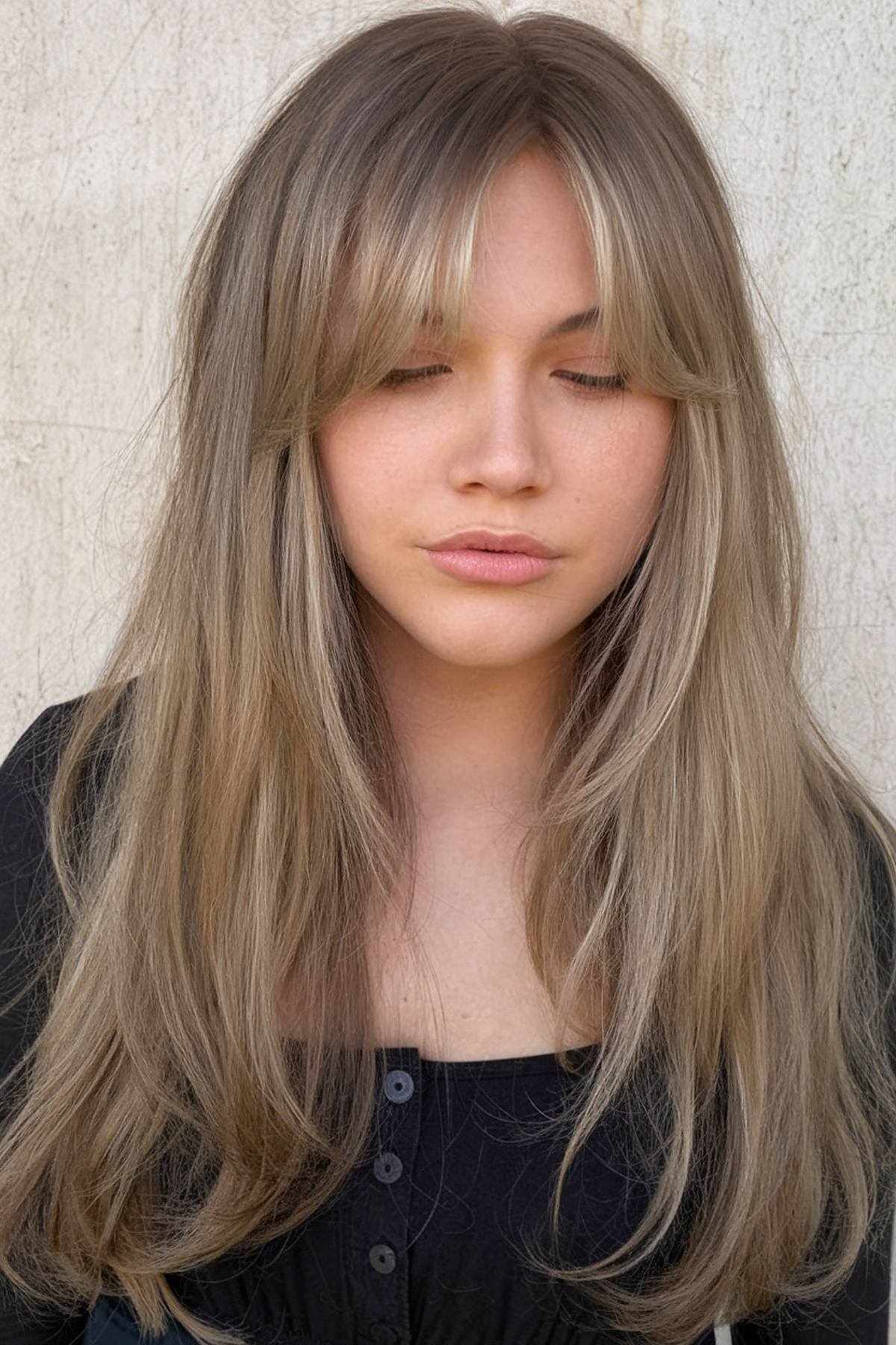 how to cut curtain bangs, bob curtain bangs, long layered hair, bob hair with curtain bangs, lob with, wavy