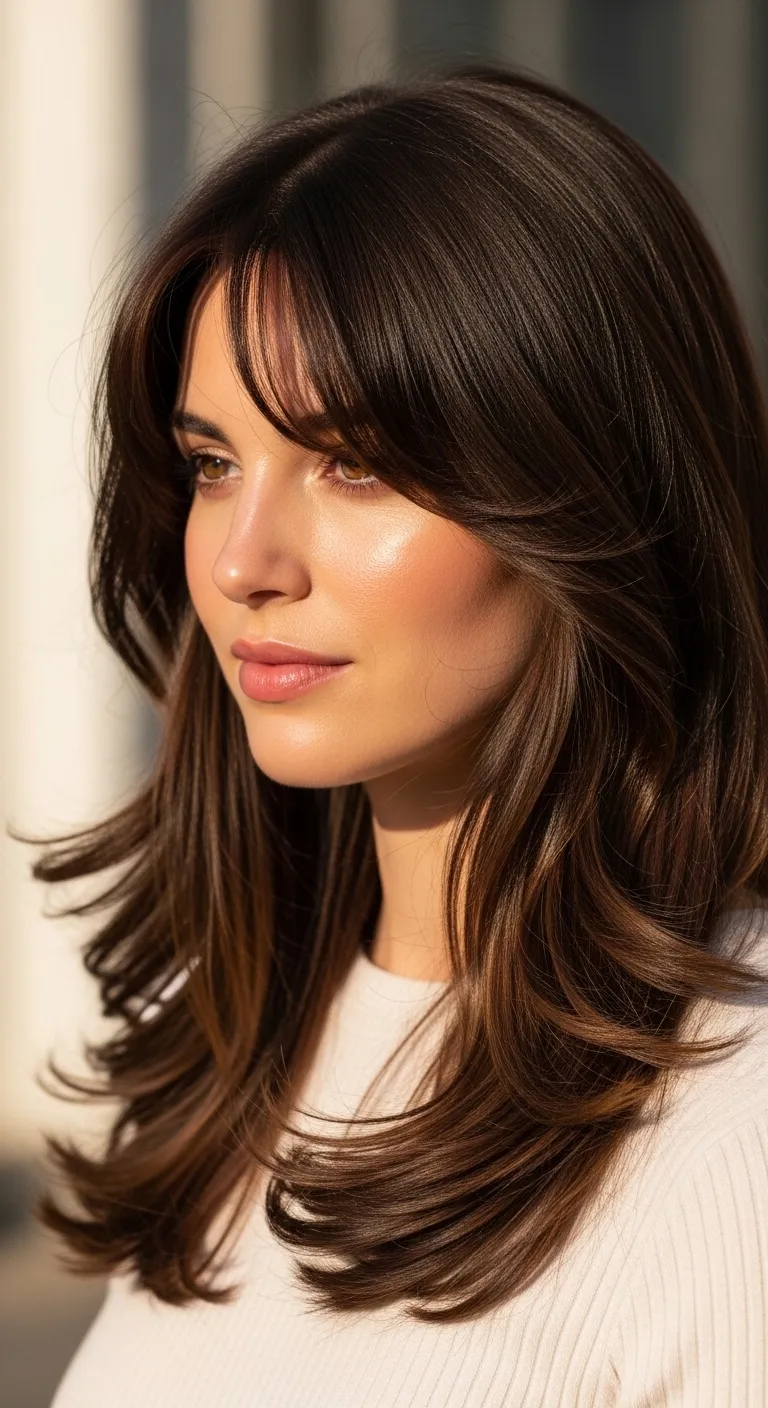 long bob with curtain bangs, kids curtain bangs, face framing layers with bangs, straight hair layers, styling, long layered hair with